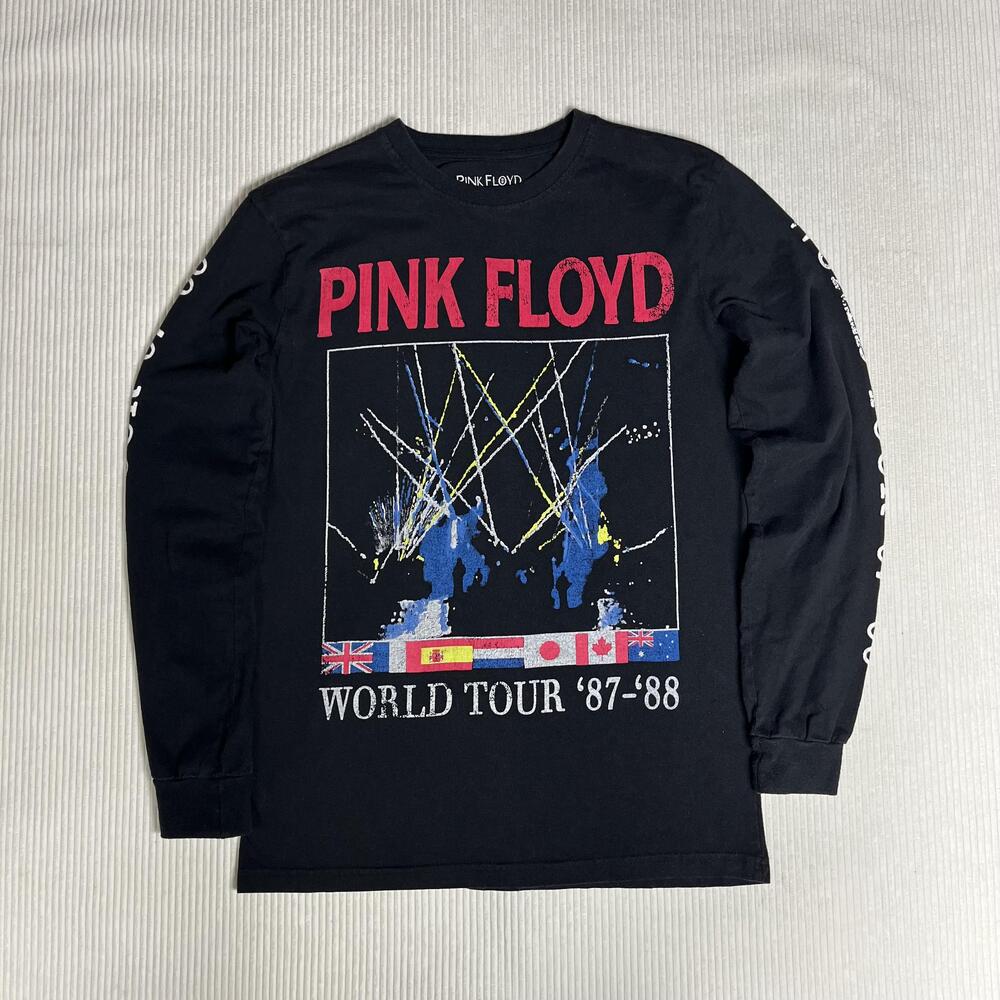 Pink Floyd Shirt Mens S Black World Tour 87-88 Long Sleeve Graphic Tee Music